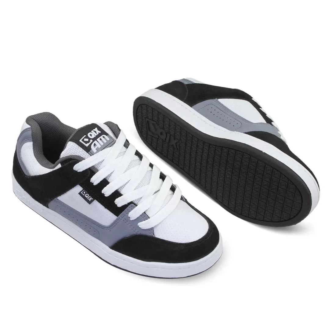 White and Black Grey Qix Skate Am Retro Shoes