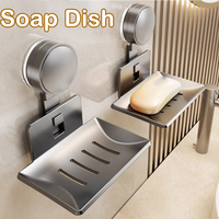 Suction Cup Soap Holder Wall Mounted Soap Storage Drain Rack Bathroom Shower Soap Holder Household Soap Tray Storage Organizer