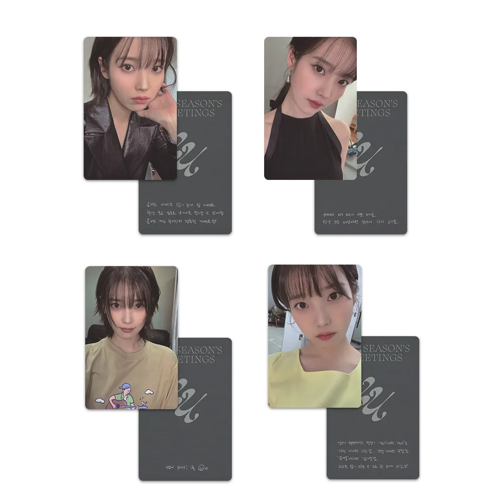 4 Pz/set Idol IU Lomo Carte 2024 Season's Greeting Photocards HD Stampa Carte Fotografiche Ragazza Lee Ji En Ventole Collezione Regali