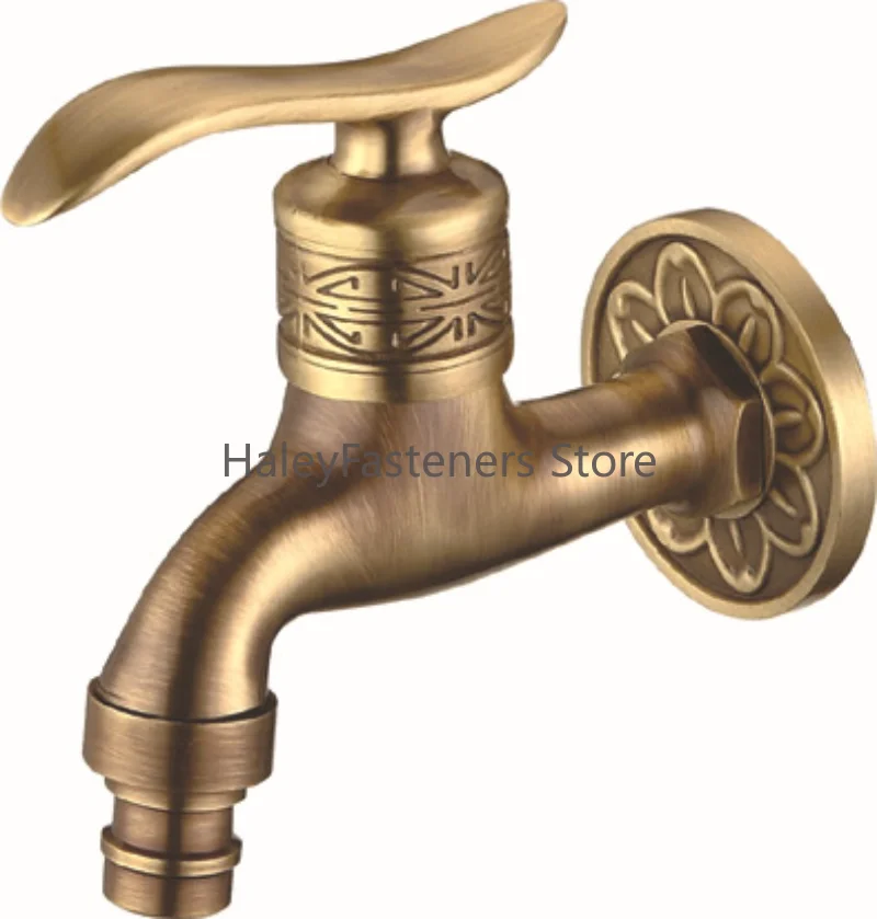 Antique Brass Bathroom Wall Mount Sink Basin Cold Water Faucet Tap G 1/2 Inch Outdoor Garden Hose Faucet Mop Sink tap