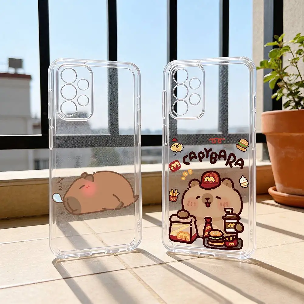 Cutie Capybara Phone Case For Samsung S25,S24,S21,S22,S23,S30,Ultra,S20,Plus,Fe Transparent Cover