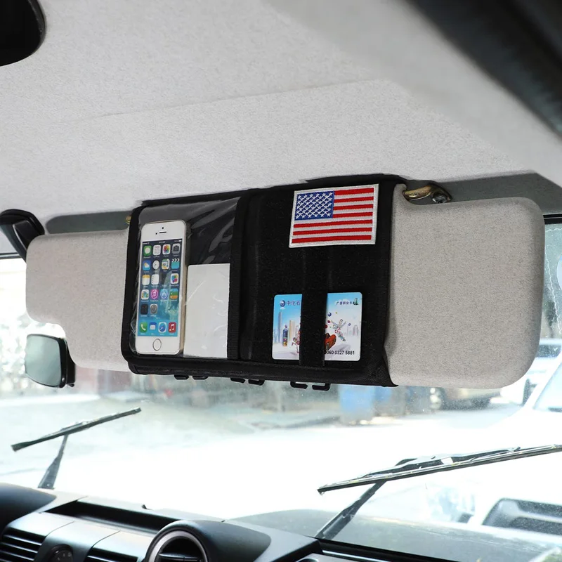 

For Land Rover Range Rover Evoque Defender Discovery 4 5 LR4 LR5 Freelander 2 Car Sun Visor Storage Box Multi-pocket Storage Bag