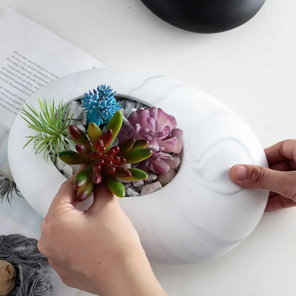 

Stylish Desktop Flowerpot Elliptical Long-Lasting Plant Container for Indoor Garden Balcony Decorative Pot Small