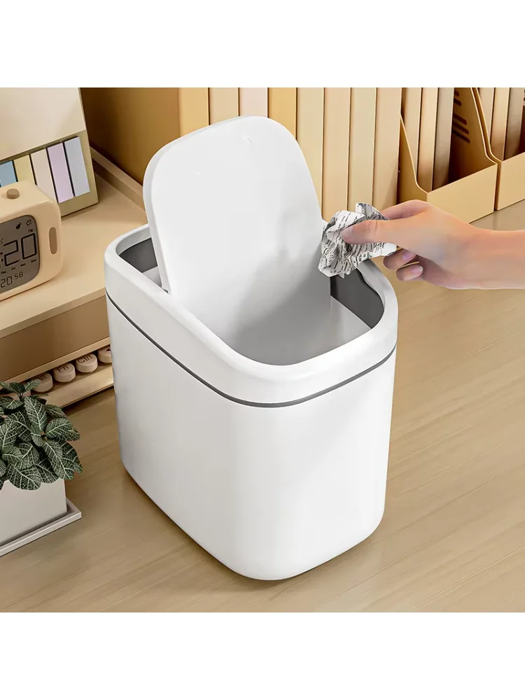 1PCS Desktop Trash Can Small Mini Garbage Can Plastic Dustbin with Shake Cover for Home Office Waste Bins Household Cleaning