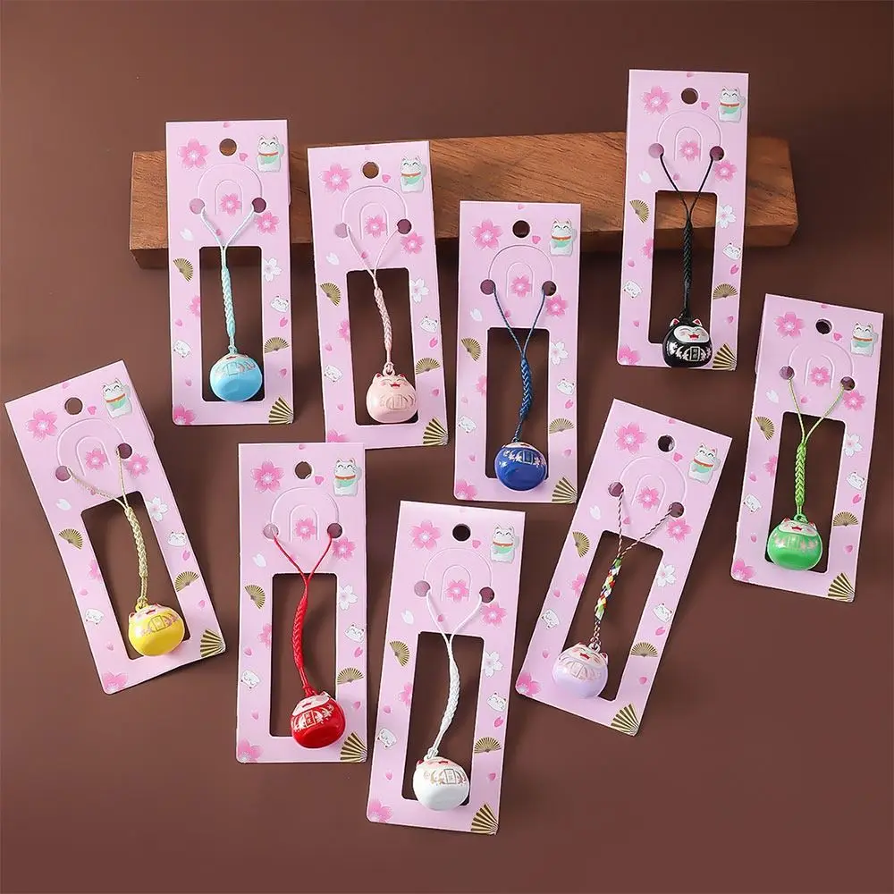 Pendentif cloche de chat en métal avec motif animal mignon, porte-clés chat porte-bonheur, cadeau créatif, clé Daruma, JOBring Wealth