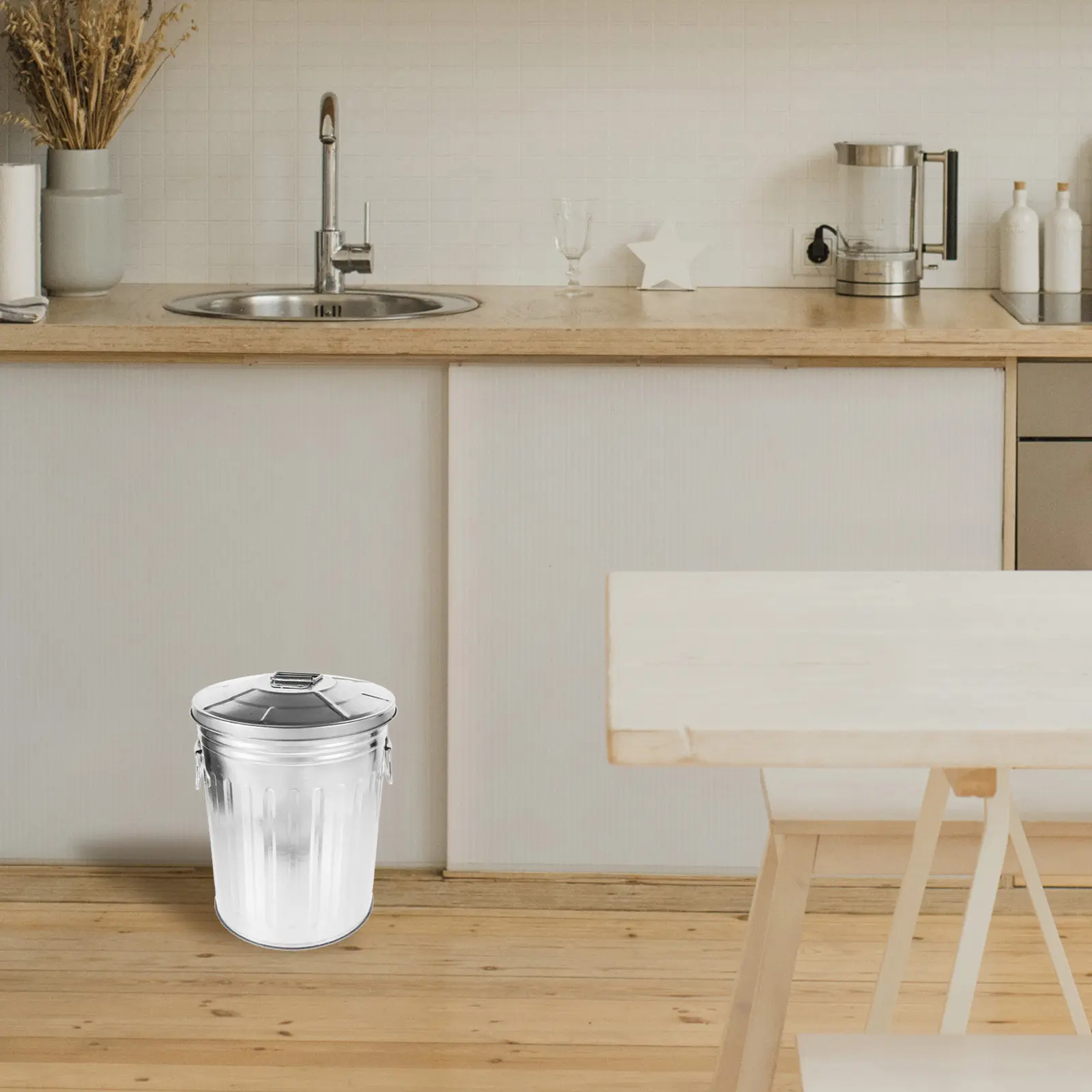 

Metal Outdoor Trash Can Heavy Duty Rust Resistant Round Garbage Bin for Home Kitchen Yard Patio Office Bedroom Bathroom