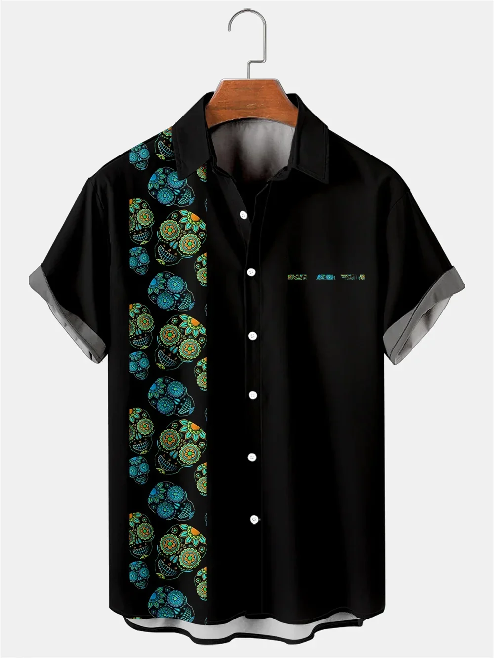 

Hot 2024 New Creative 3D Digital Colorblock Pattern Lapel Holiday Casual Short Sleeve Shirt XS-5xl