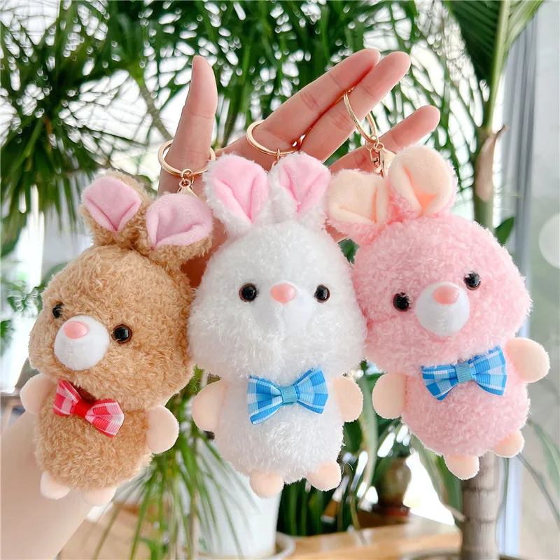 60pcs/lot Wholesale Plaid Knot Rabbit Doll Cute Bunny Soft Adorable Bag Ornaments,Deposit First to Get Discount much,