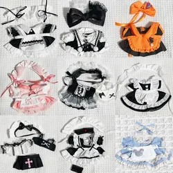 Limited Handmade 20cm Cute Peach Dress Denim Sweetheart Suit Maid Dress Plush Dolls Outfit Toys Doll's Accessories Cos Suit