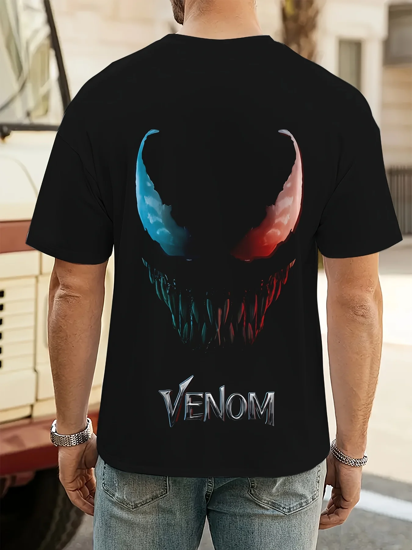 تي شيرت رجالي مرخص من Marvel Venom بتصميمات جرافيك بشعارات مضحكة ومطبوعات حروف خارقة أنيمي تي شيرت