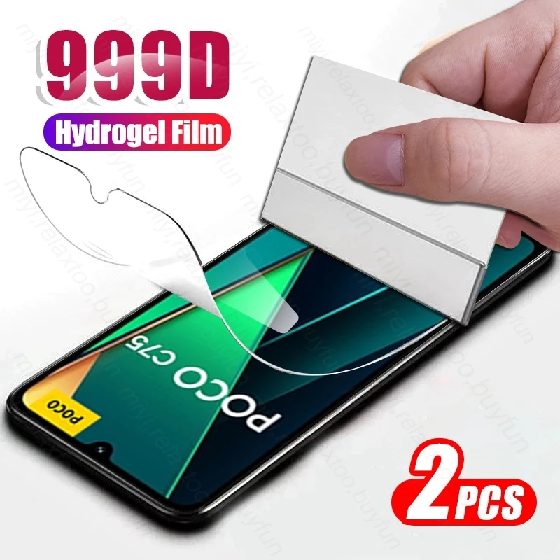 2 шт. для Xiaomi Poco C75 4G 999D Мягкая гидрогелевая пленка Защитный чехол для экрана PocoC75 Poko Little C75 C 75 75C 4G 2024 NFC Не стекло