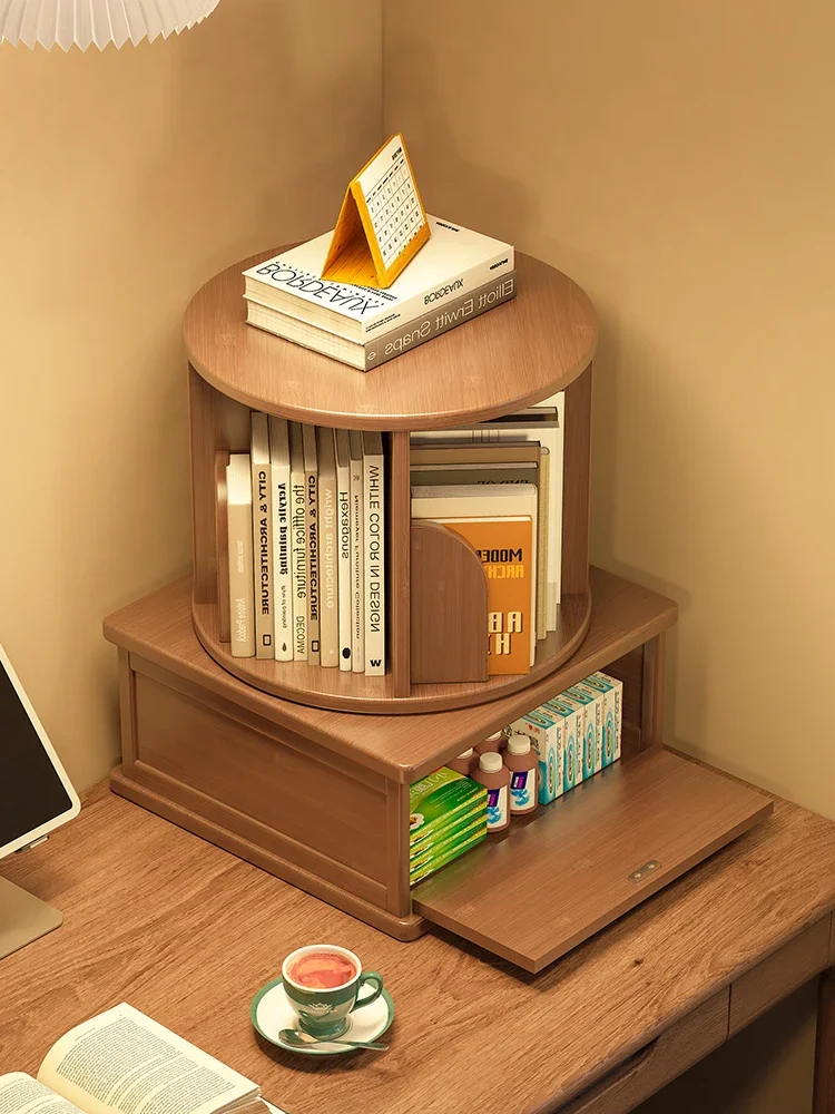 Desktop rotating bookshelf shelf storage and finishing on the table Small storage bookcase Home multi-layer desk transformation