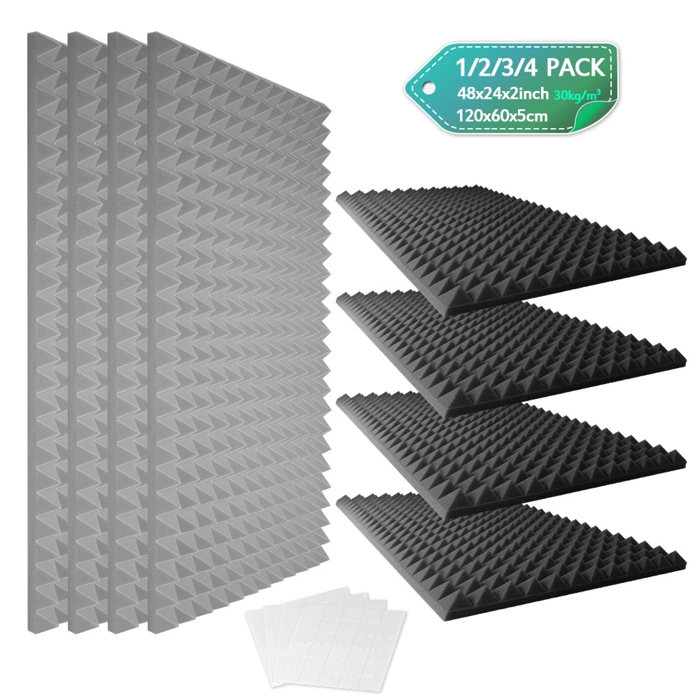 Paneles acústicos de espuma ignífuga que absorben el sonido: paneles grandes en forma de pirámide (1/2/3/4 piezas) renovación del hogar reductora de ruido