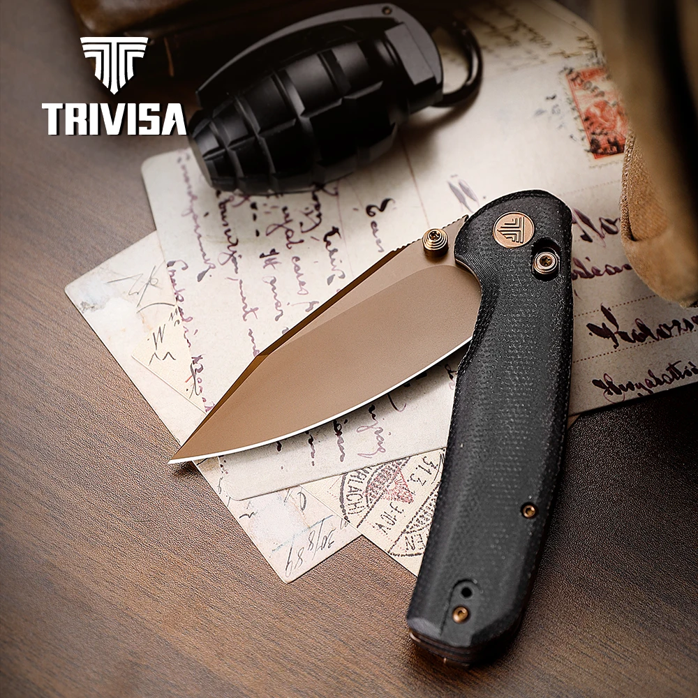 

TRIVISA Pocket Folding Hornet-BM Knife High Quality 14C28N Blade Micarta Handle Hunting Camping Tactical Outdoor Survival Tools