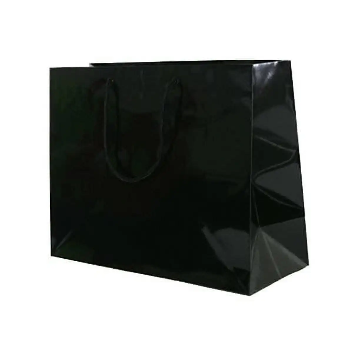 Paper Glossy Gift Bag, 13 x 10 x 5, Black, 1/Pack