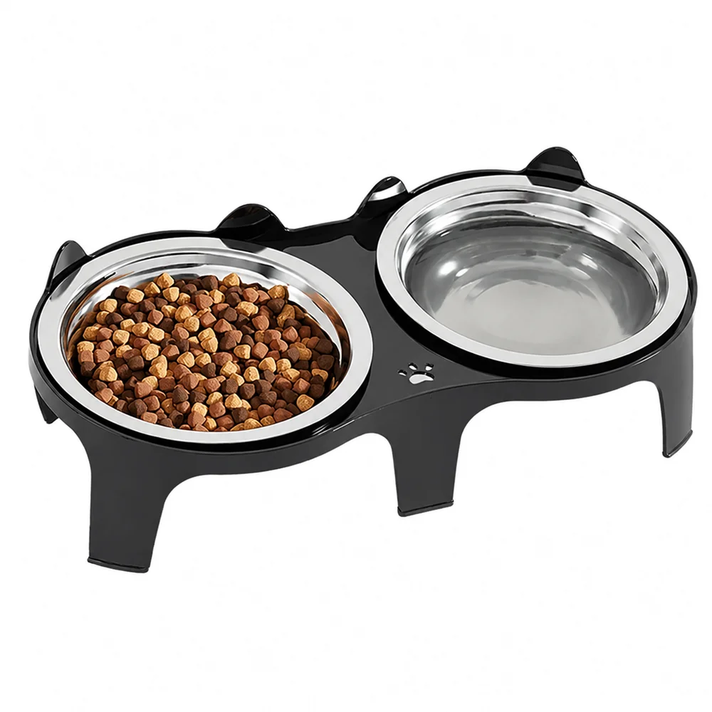 1PC Stainless Steel Cat Food & Water Bowl with Anti-Tip Design Large Capacity Easy-Eat Design for Pet Dog Cat  Feeding Food Bowl