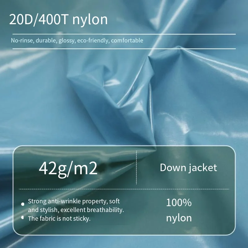 20D Bright PU Coated Recycled Nylon Matte Fabric, GRS Certified Lightweight Down Apparel Eco-Friendly Material, In Stock