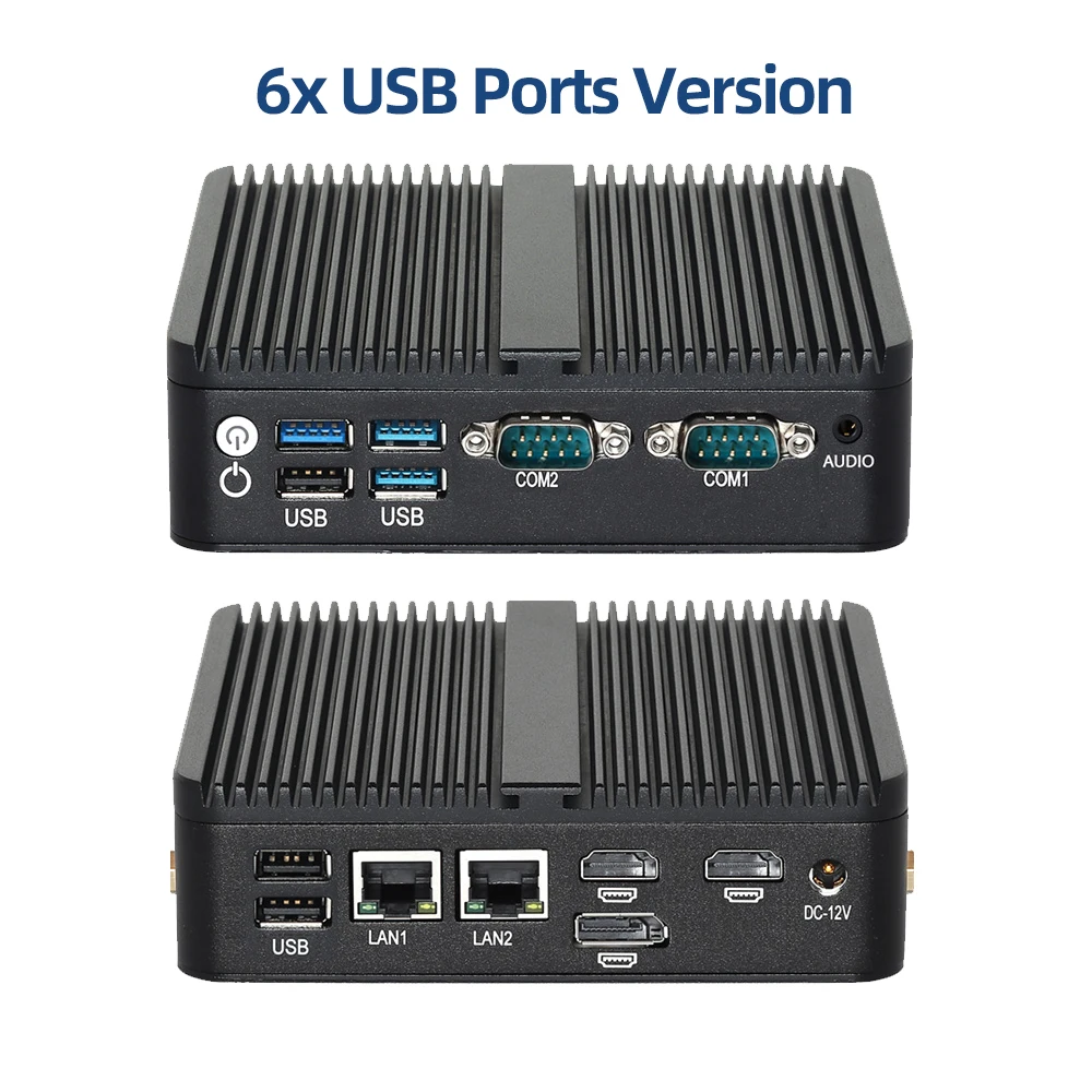 Intel N100 ミニ産業用 PC 2x シリアル ポート RS232 2x ギガビット イーサネット 2x HDMI 1xDP サポート 3 画面ディスプレイ Win10/11 Linux