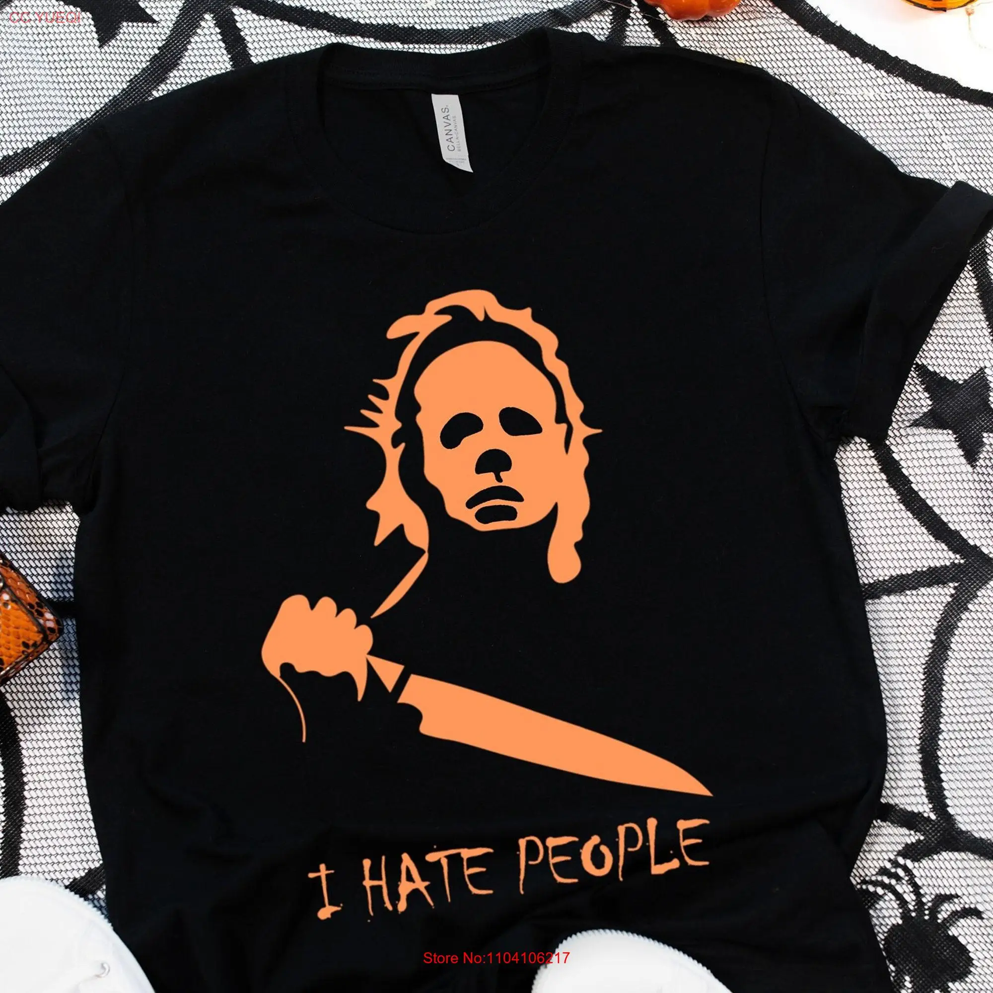 I Hate People T Shirt Most Scary Spooky Season Man With a Knife Decorative Writing Vintage Halloween Comfort Colors