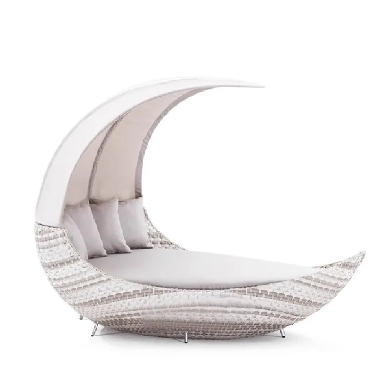 

Nordic Outdoor rattan Sailing Bed Hotel Homestay Outdoor Balcony Pool Resort leisure sofabed furniture