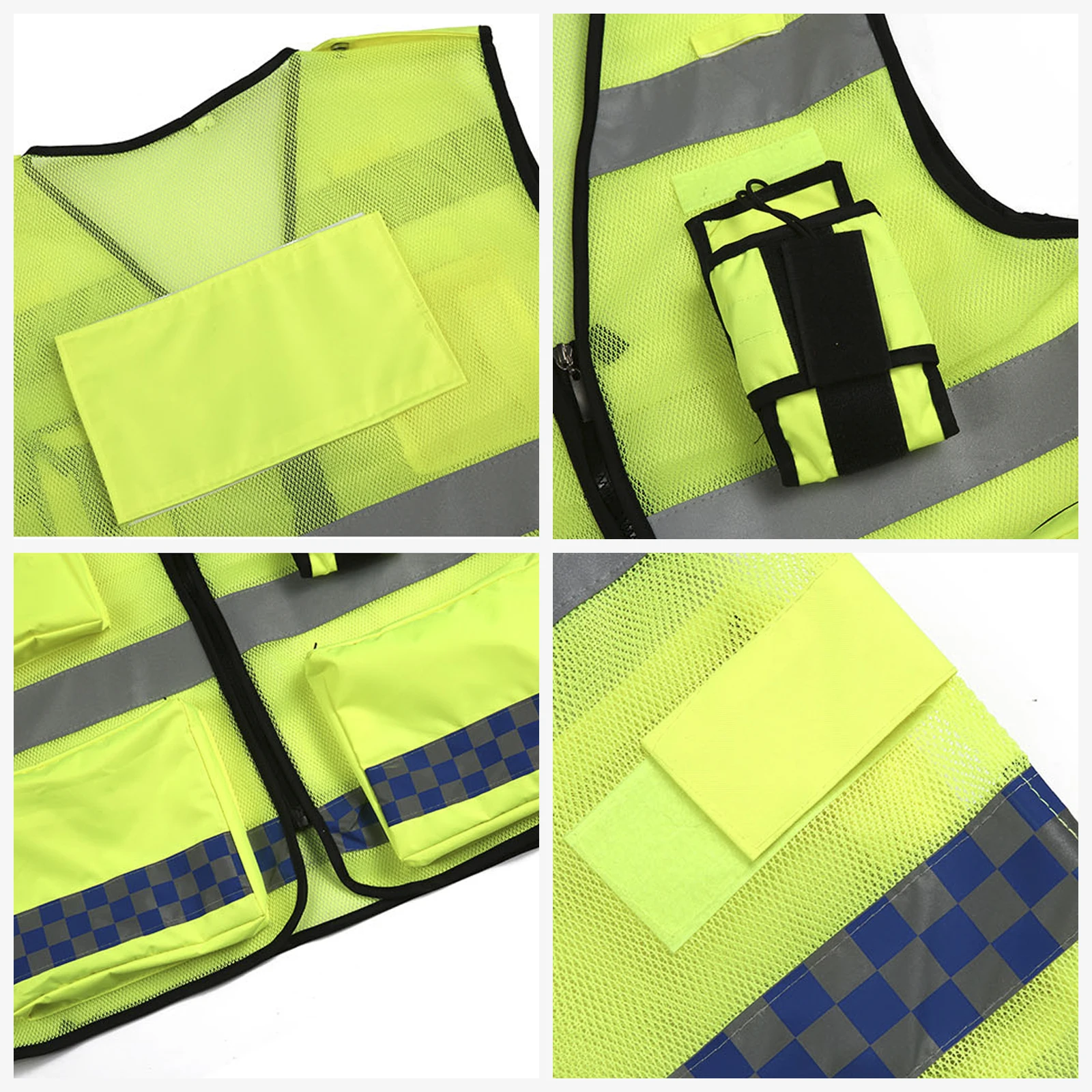 Safety Vest High Visibility Multi-Pocket Outdoor Traffic Safety Cycling Wear Uniform Breathable Reflective Vest