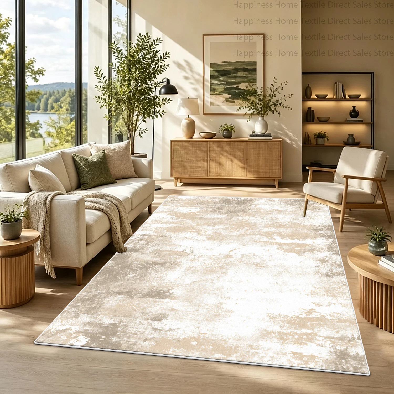Nordic Abstract Style Carpet for Living Room Large Area Antiskid Washable Parlor Decoration Rug Soft Fluffy Bedroom Bedside Mat