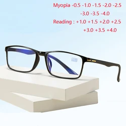 Gafas fotocromáticas ligeras para miopía, lentes de lectura cuadradas TR90 de 0 + 1,0 + 1,5 a + 4,0, a la moda, para hombre y mujer, 0,5-0,75 To-4,0