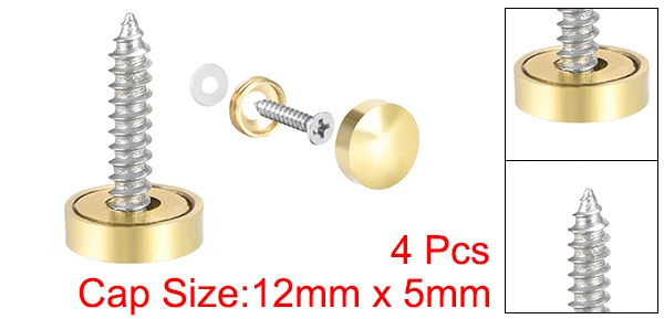 Uxcell 2/4/8 Stück 10/12/14/18/22/25mm Spiegelschrauben Dekorative Kappenabdeckung Nägel Poliertes Gold Silber – Detail 7