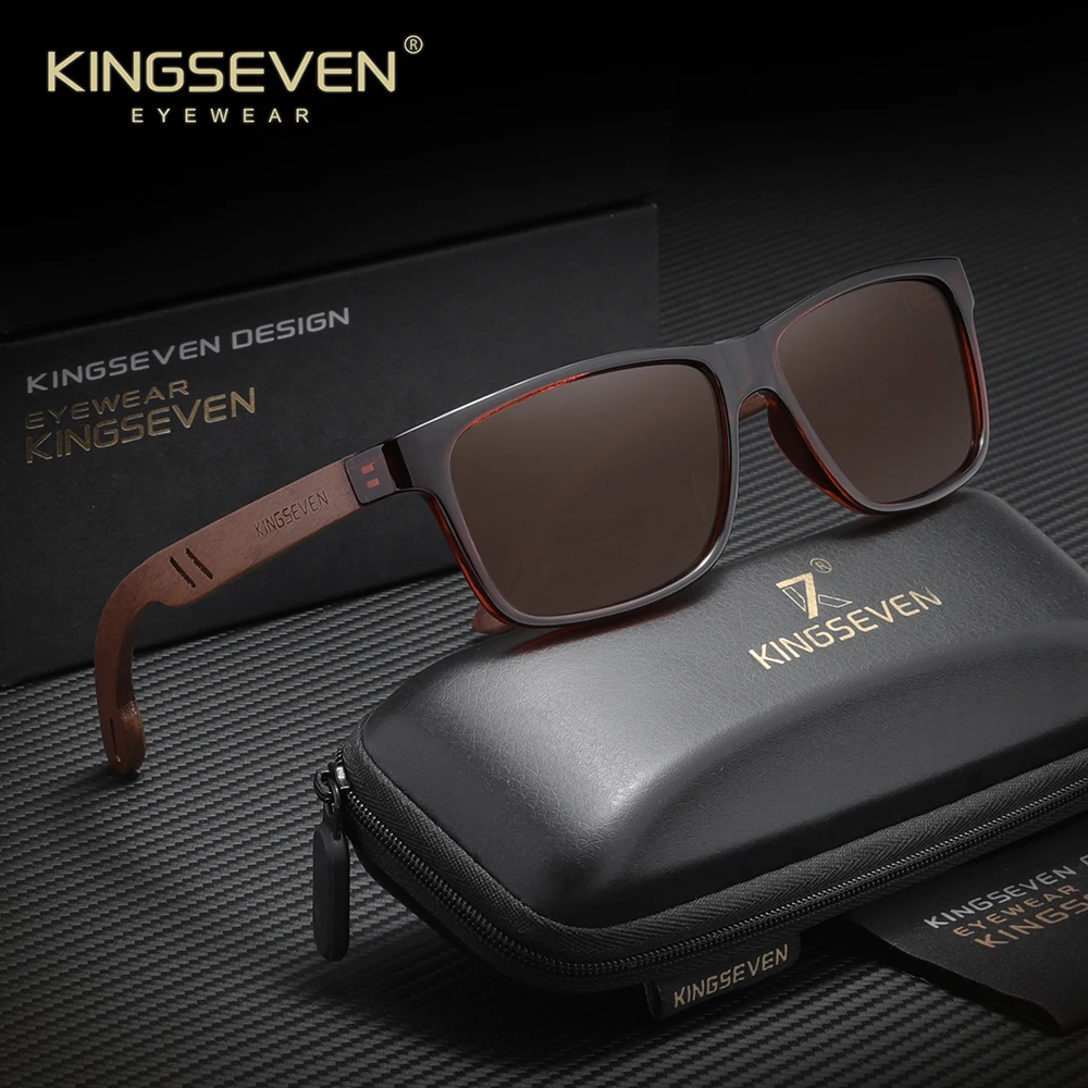KINGSEVEN Design Walnut Wooden Handmade Sunglasses Men Polarized Eyewear Accessories Sun Glasses For Women