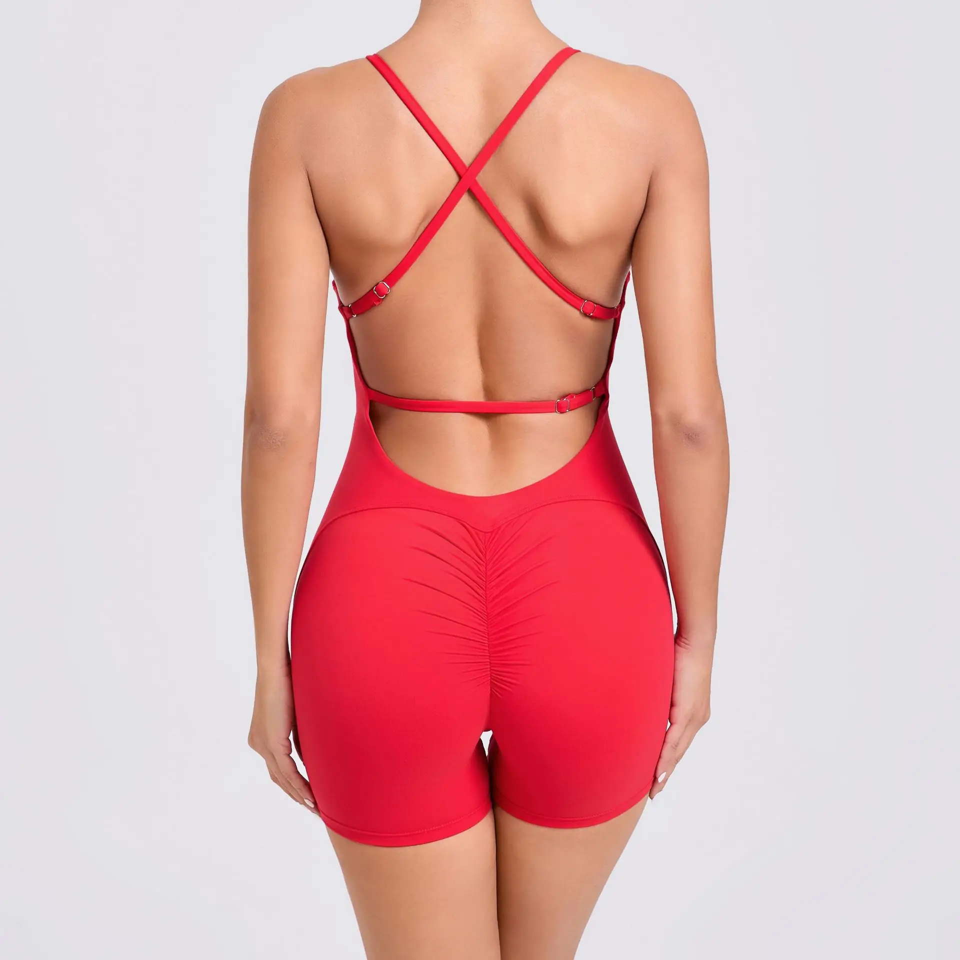 2024 Nieuwe Vrouwen Mouwloze Yoga Korte Jumpsuits Workout Backless Sport Een Stuk Body Naadloze Fitness Sportkleding Kleding