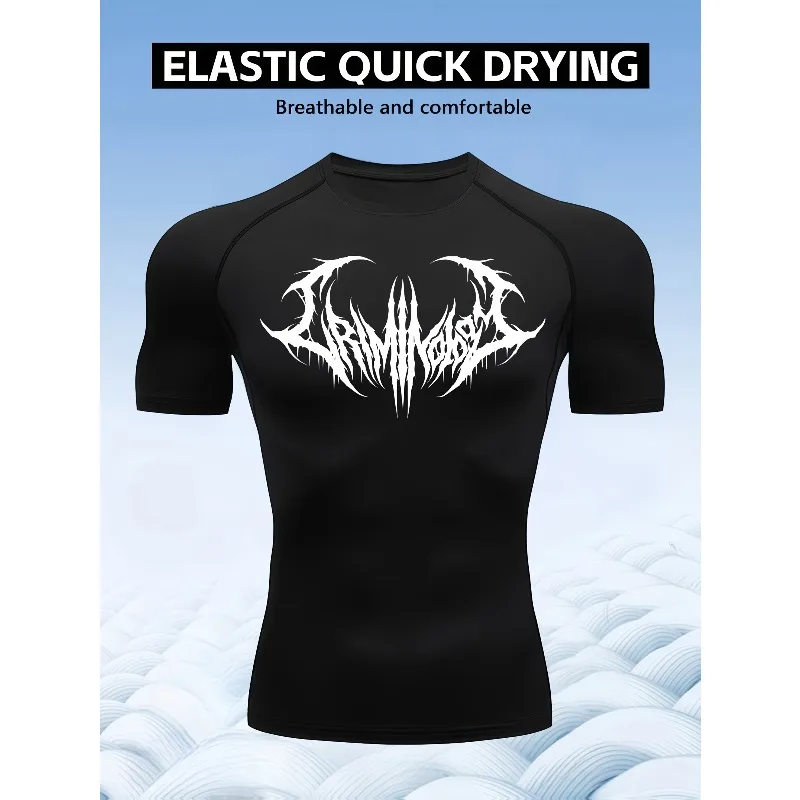 

Men's Short Sleeve Sport Top Lightweight Breathable Quick-dry Running and Training Shirt Designed for Muscle Compression Fashion