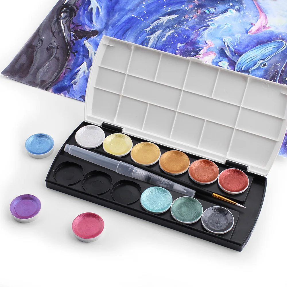 24 color watercolor paint set for beginners, hand-painted art with 12 colors and 36 colors in a tubular box