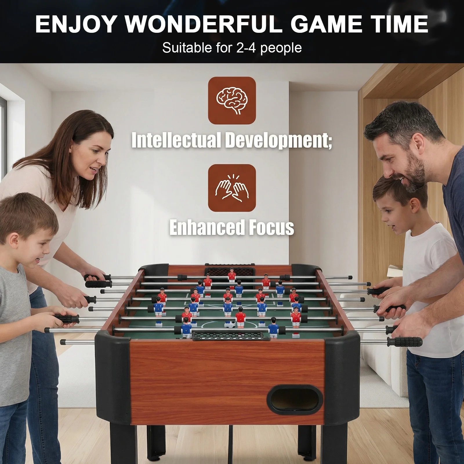 

47 Inch Classic Indoor Soccer Game with Score Keeper Football Table with Counterbalanced & Uniformed Men for Adults & Families