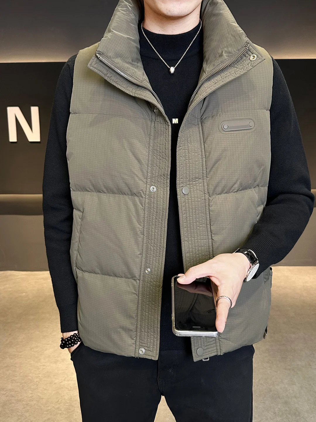 

Thi Warm Casual Luxury ort Men's down Vest Stand Collar Winter Outerwear Faion oulder Pad Polyester Fiber White Du ...