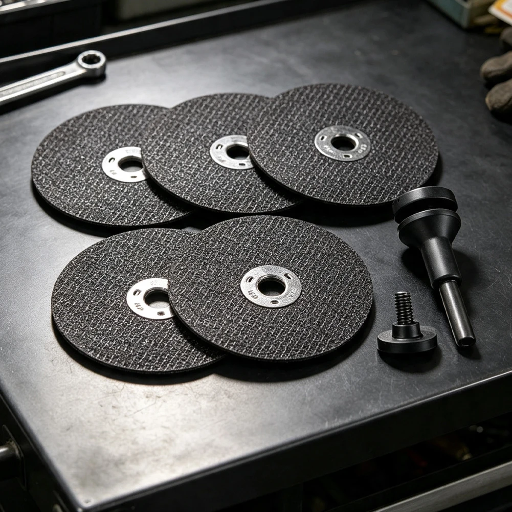 75mm Cutting Disc Mandrel Set 10pcs Resin Wheels Double Mesh Pad 6.35mm Shank For Rotary Tool Die Grinder Metal Grinding Tool