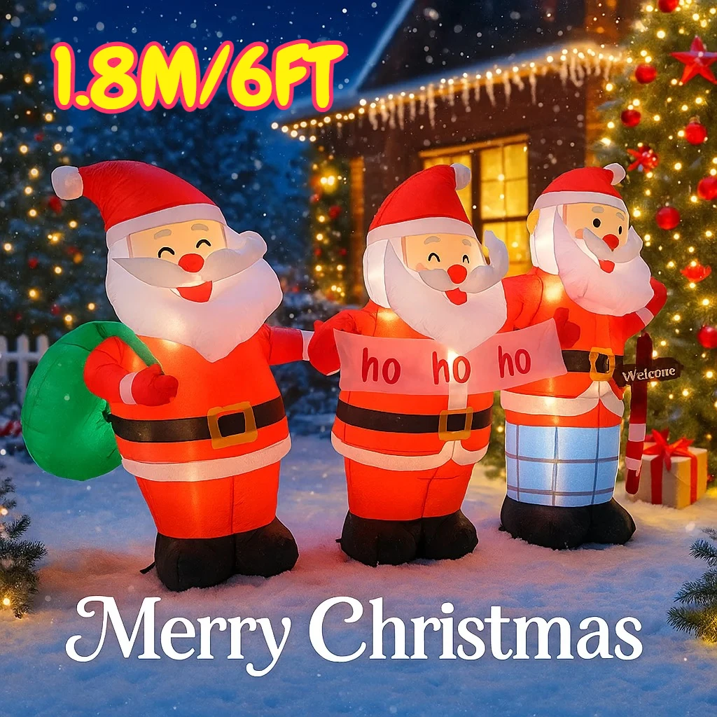 1.8 متر/6FT سانتا كلوز الأسرة زينة عيد الميلاد المنزل نفخ اللعب مع أضواء LED ساحة عيد الميلاد الحلي حفلة ديكور ذاتي الصنع #2