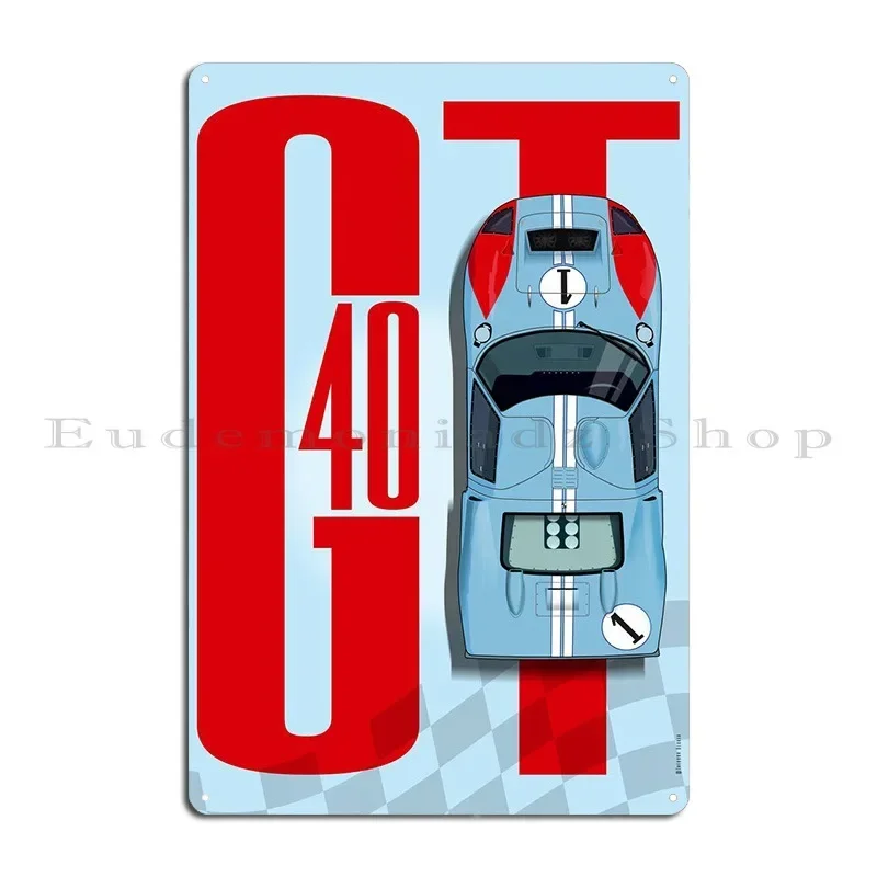 Gt40 Ken Miles Top Tribute Metal Sign Bar Wall Decor Funny Character Cinema Tin Sign Poster