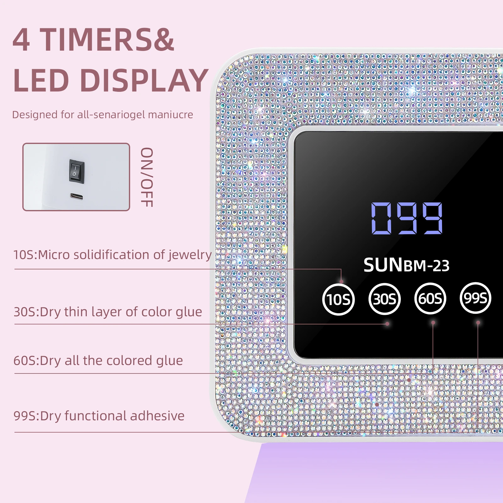 Diamond nail phototherapy lamp, long service life, quick-drying and non-black hand nail baking lamp for nail s