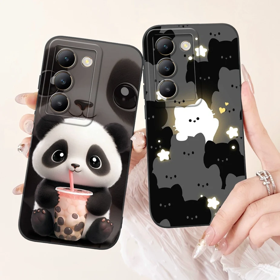 For Vivo Y100 5G Case V2327 Cute Animals Cartoon Cover Soft Silicone Phone Case For Vivo Y200e 5G V2336 VivoY100 Back Cover Bags