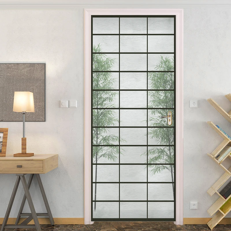 DIY Door Sticker Tree Branches Outside Lattice Window Mural Wallpaper PVC Self-adhesive Wall Decal Living Room Door Home Decor