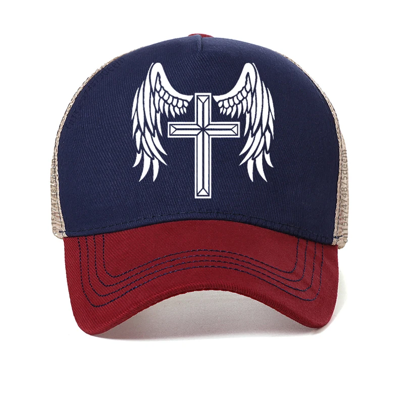Angel Will Protect You caps fashion unisex The Cross Jesus Christ printing Baseball Cap Cool Fashion Summer visor Trucker hat