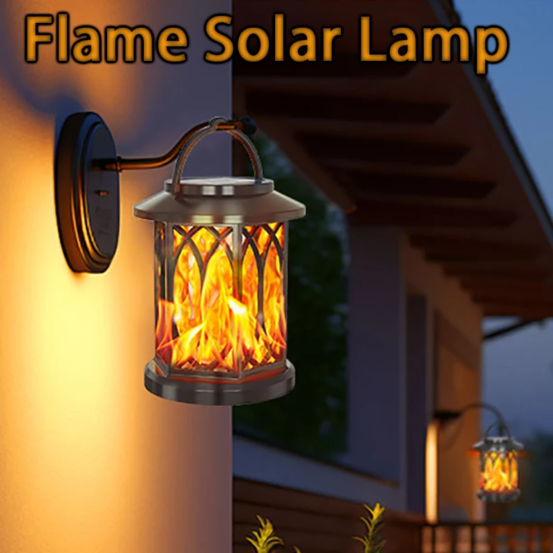 1/2PC Outdoor Solar Clip Flame Lamp Waterproof Portable Landscape Lamps Street Light Courtyard Atmosphere Decorative Lighting