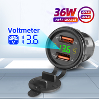 36W QC 3.0 Socket For Car Voltmeter Charger 12V Car Usb Built-in Waterproof 12/24V Universal Dual Port USB Quick Phone Charging