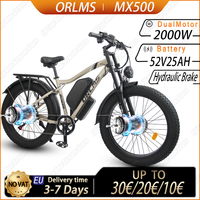 ORLMS E-bike 2000W Powerful Dual Motor 52V25AH Removable Battery Mountain Electric Bike 26*4.0In Fat Tire Adult Electric Bicycle