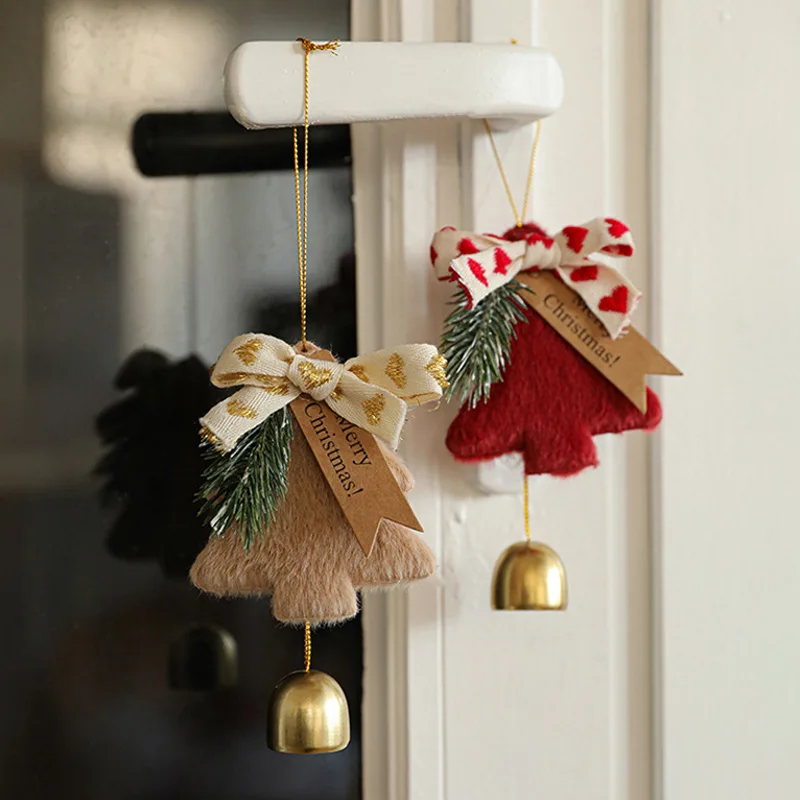 Fabric Plush Christmas Metal Bells, Christmas Tree Pendants, Decorations, Atmosphere Decoration, Door And Wall Hangings