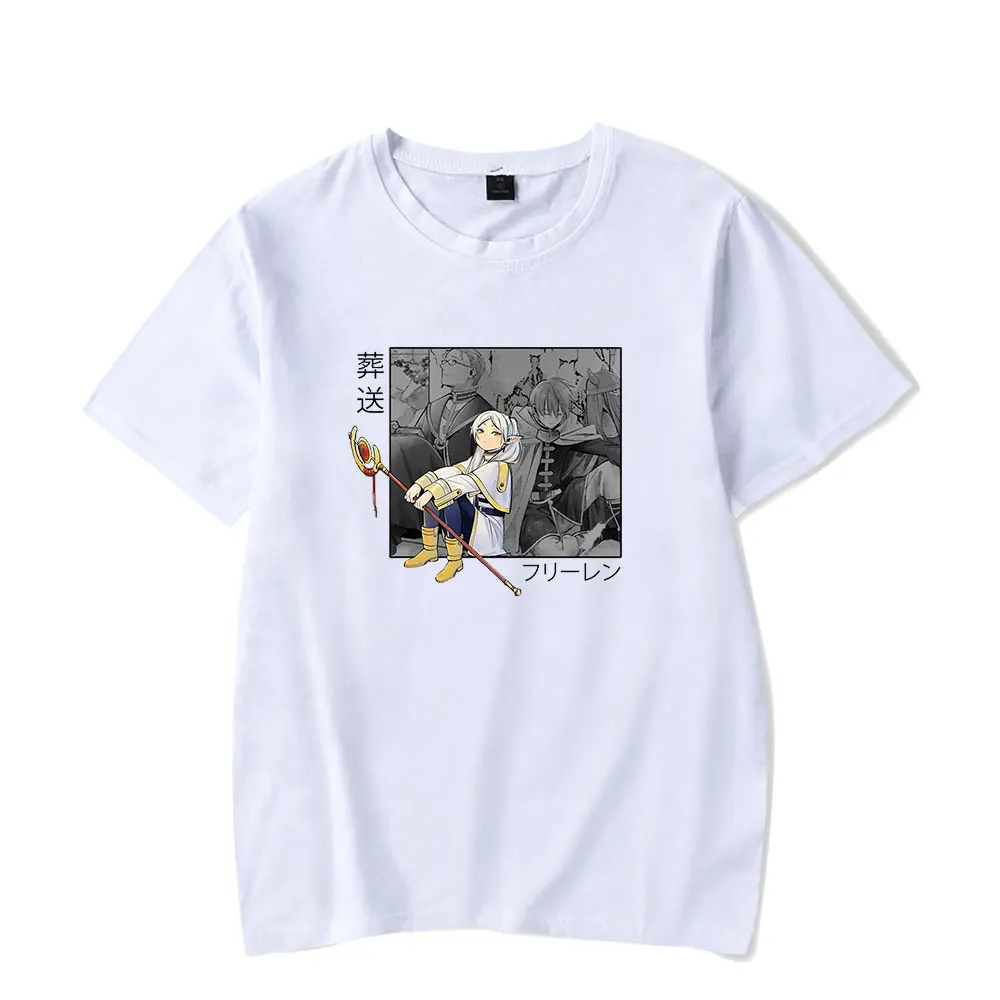 Frieren Anime Short Sleeve Tee Women Men Crewneck Fashion T-shirt