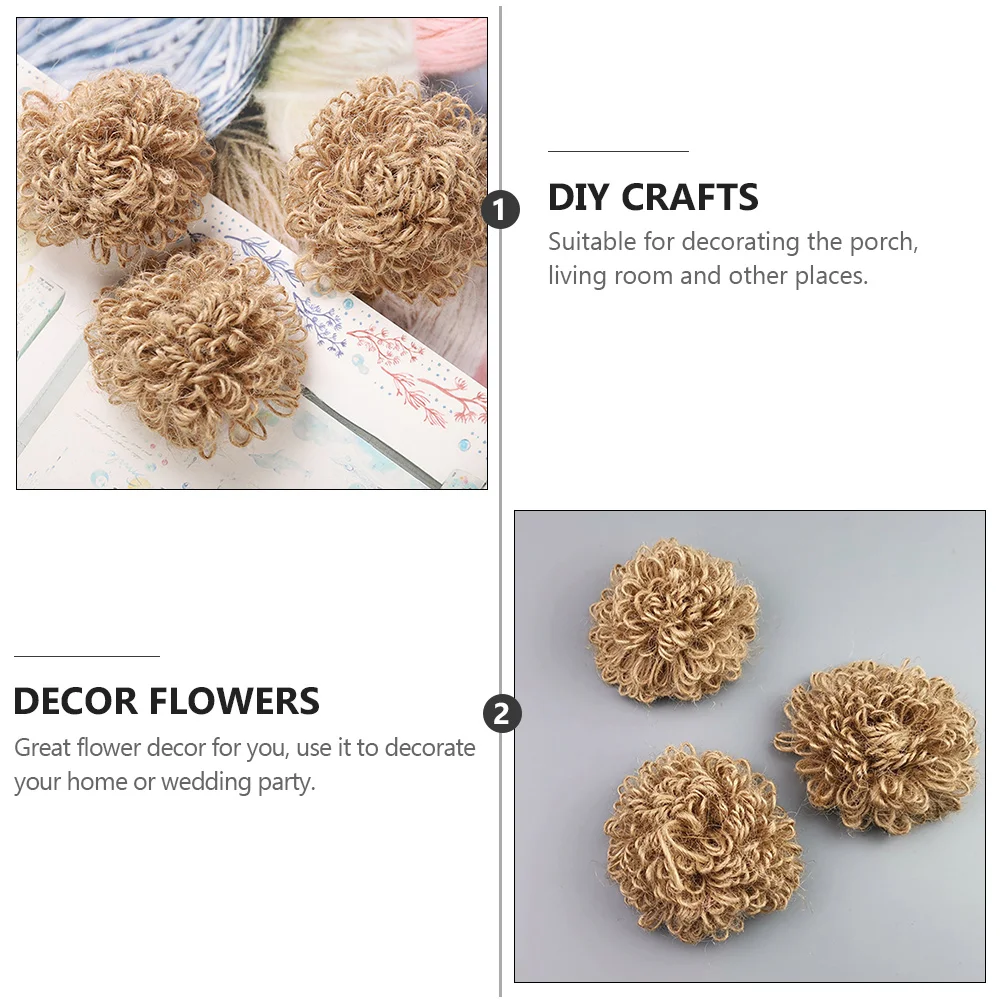 6 pezzi di fiori a sfera fiori eleganti per spilla corda di canapa artigianato fornitura fai da te forniture fai da te decorazioni per la casa ornamenti natalizi