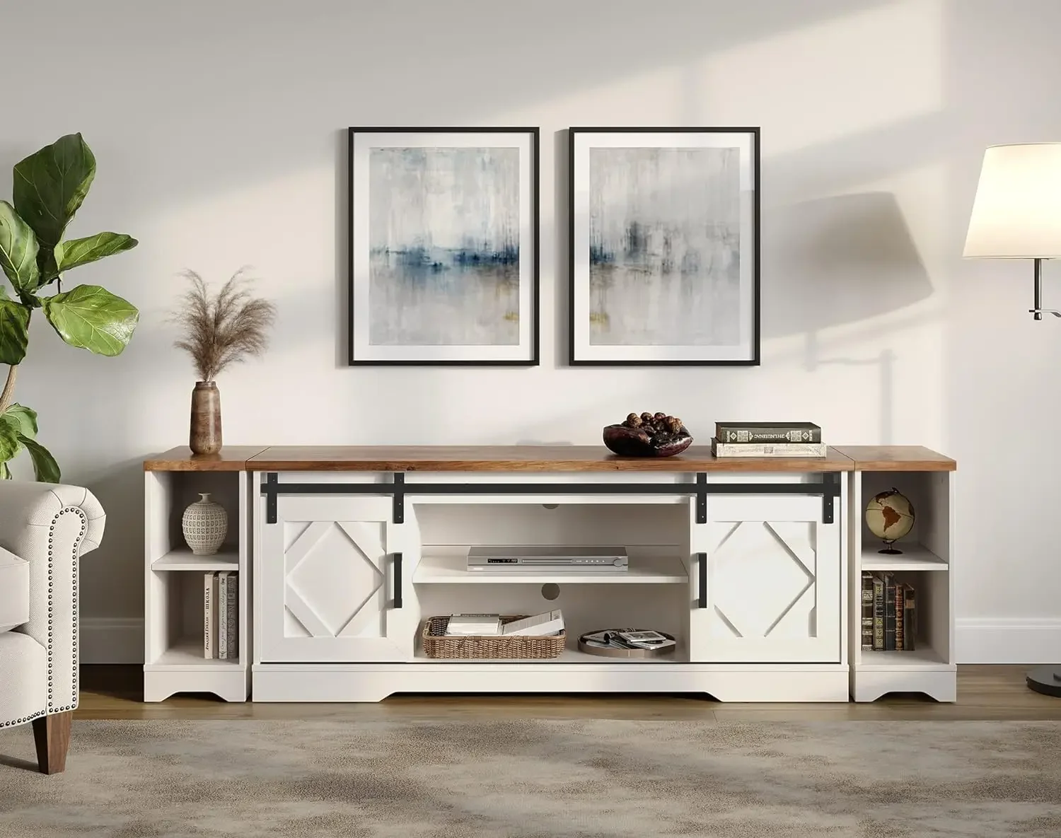 Modern Farmhouse 3 in 1 TV Stand for Up To 85