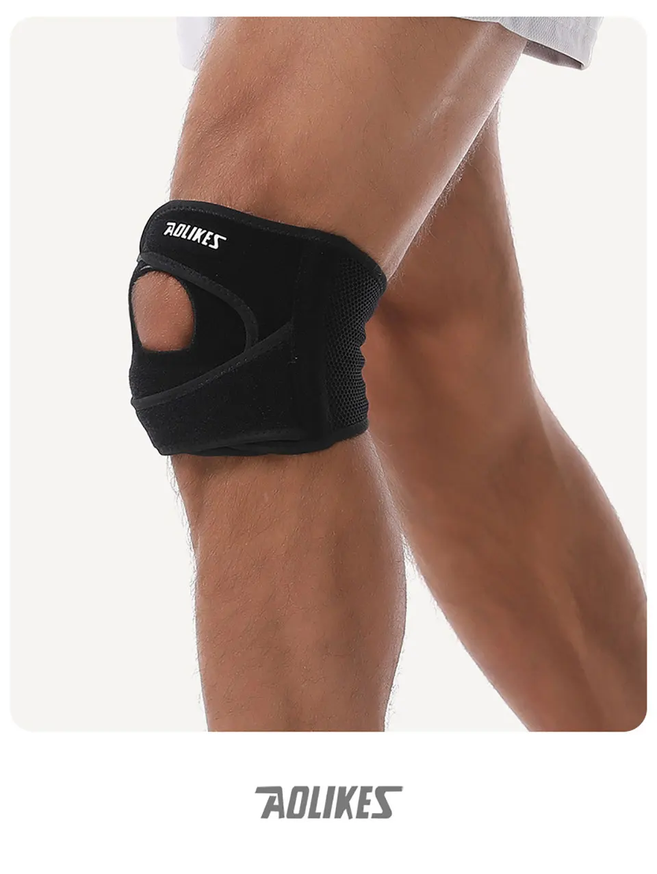 AOLIKES 1 Stück Neue Kniescheiben-Sehnenstütze für Damen & Herren, Verstellbare Kniebandage mit Gelkissen & Seitenstabilisatoren – Detail 21