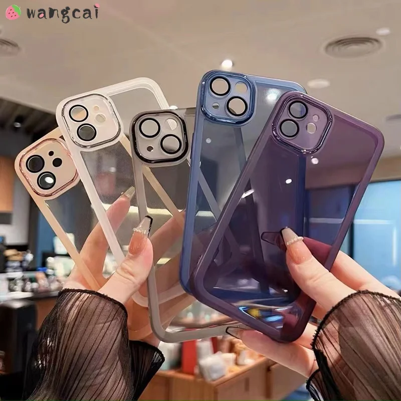 With Lens Film For Vivo V23 V21 4G 5G Y72 Y52 Y20 Y20i Y20S Y20A Y12S Y11S Y20G IQOO Neo 7 6 11 Pro10 Case Business Clear Cover